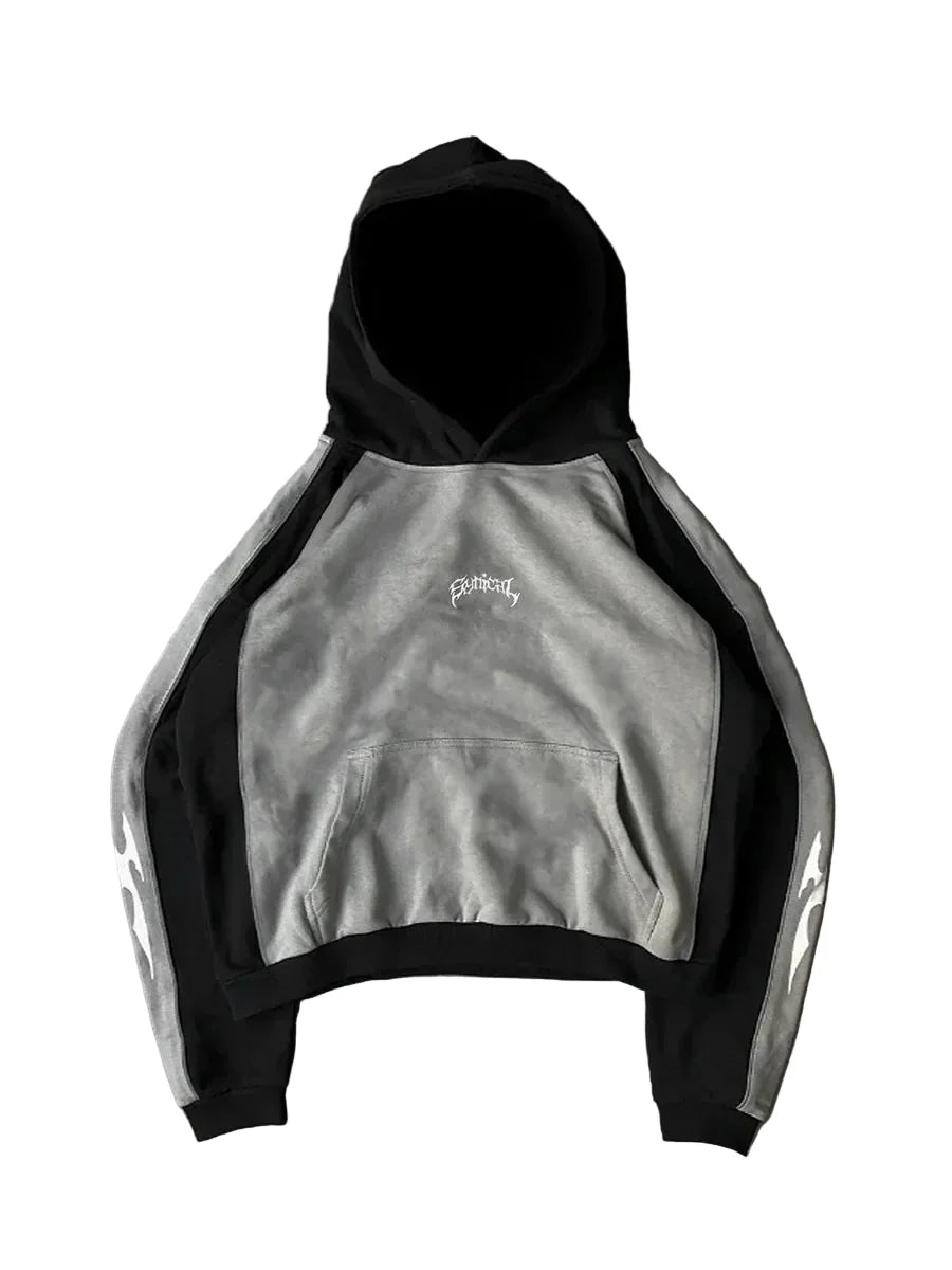 Y2K Striped Color Zip-up Gray Hoodie
