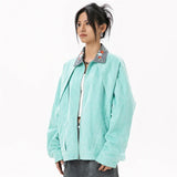 Hellgrüne bestickte College-Jacke