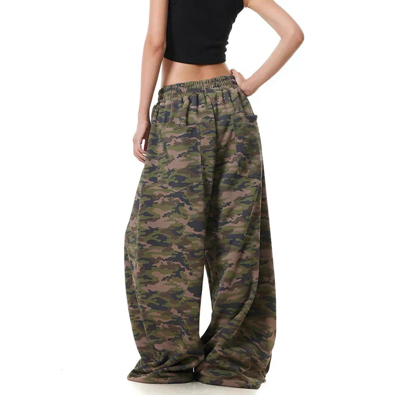 High Rise Camouflage Cargo Pants