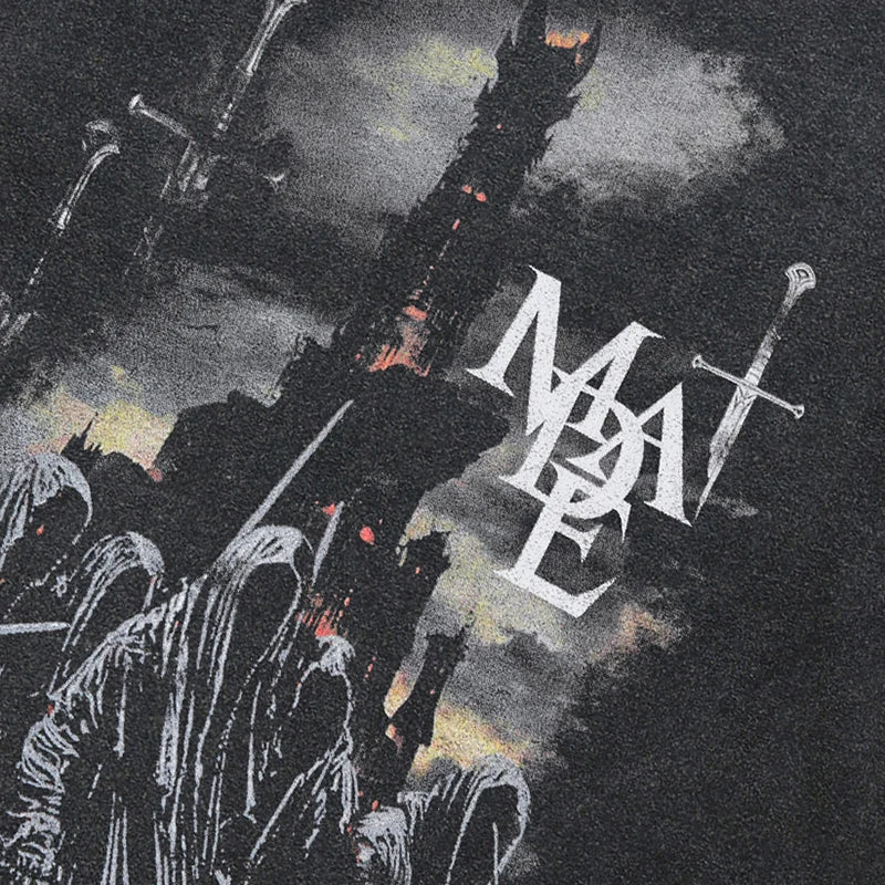 Gruseliger Geist Washed Black T-Shirt