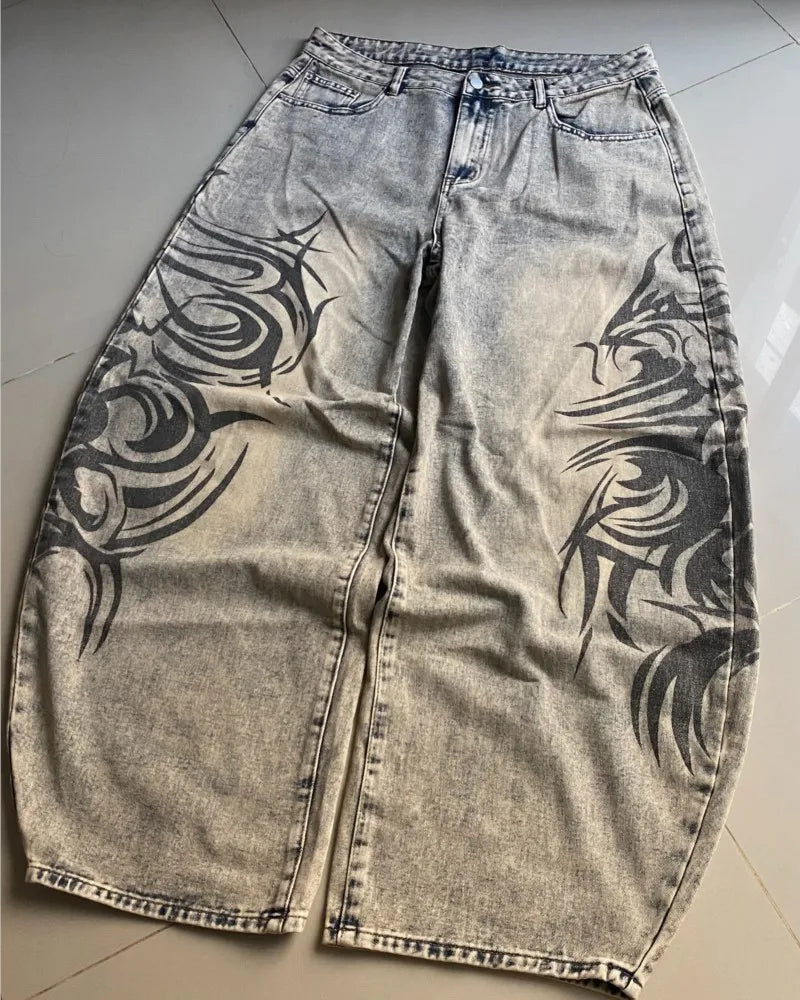 Y2K Sand Pattern Baggy Jeans