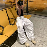 White Embroidered Parachute Pants