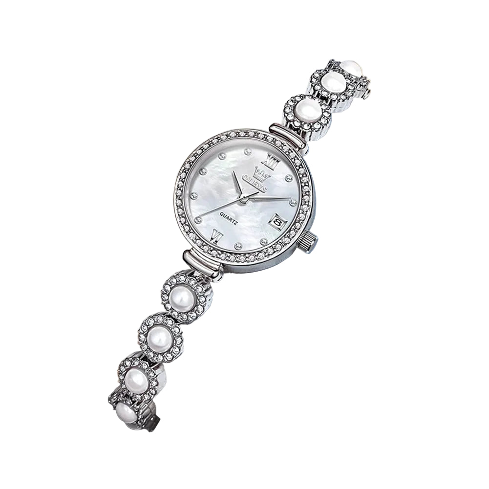 Fully Diamond Pearl Hand Chain Watch