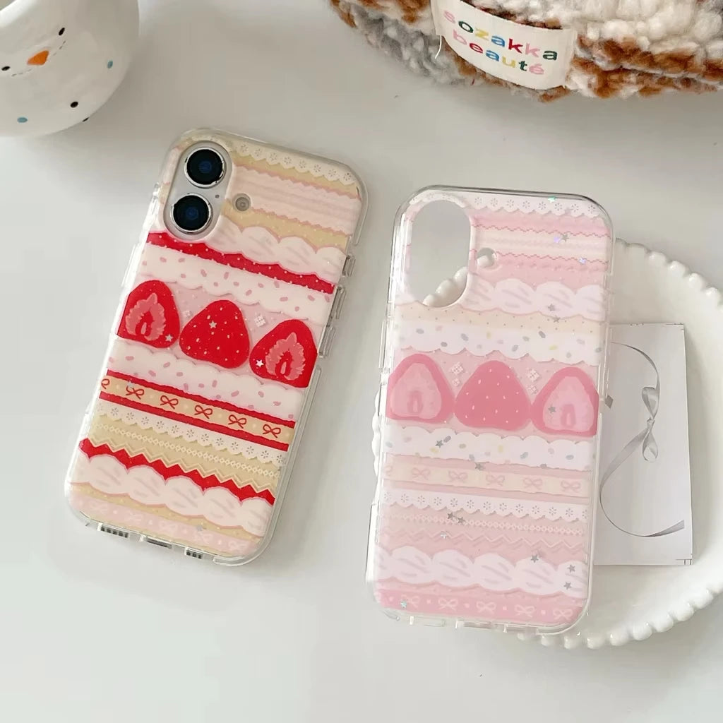 Cream Strawberry Cake Bowknot iPhone Cases