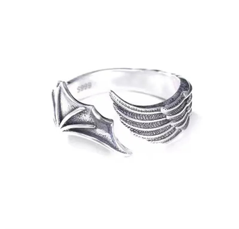 Anillos Retro de Alas de Ángel y Demonio