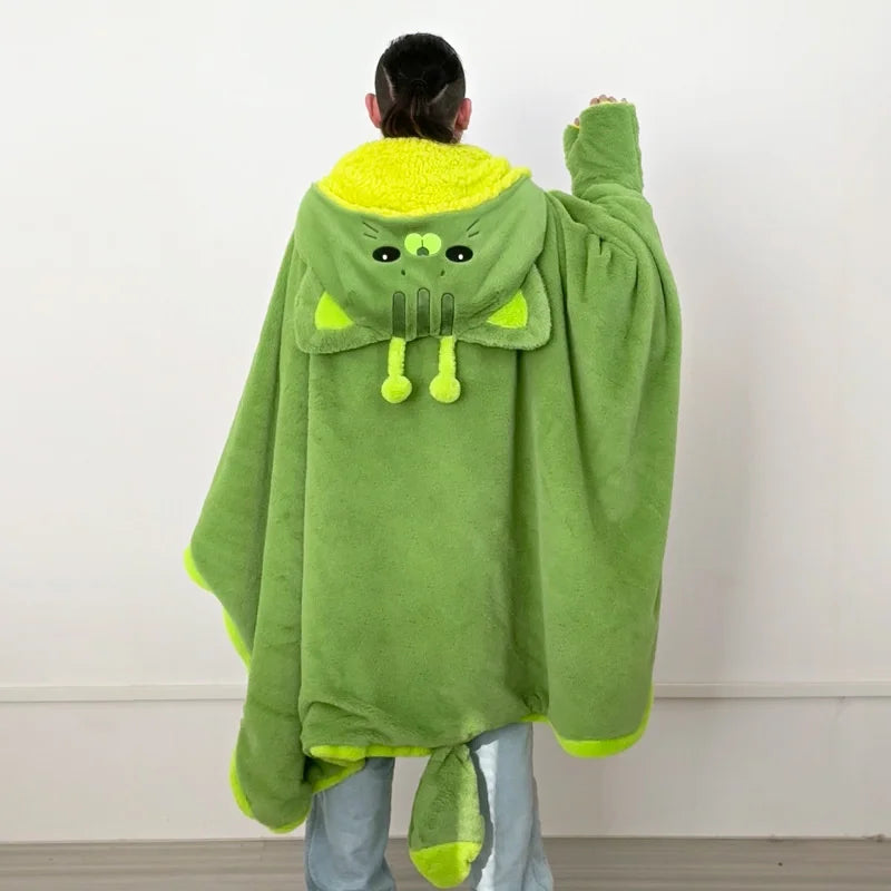 Cartoon Cute Seal Cat Hooded Blanket