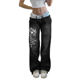 Floral Embroidery Vintage Aesthetic Baggy Jeans