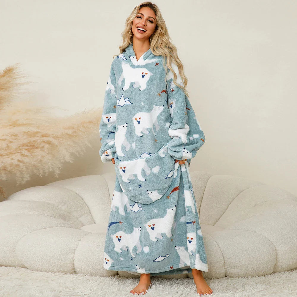 Animal Printed Hooded Blanket