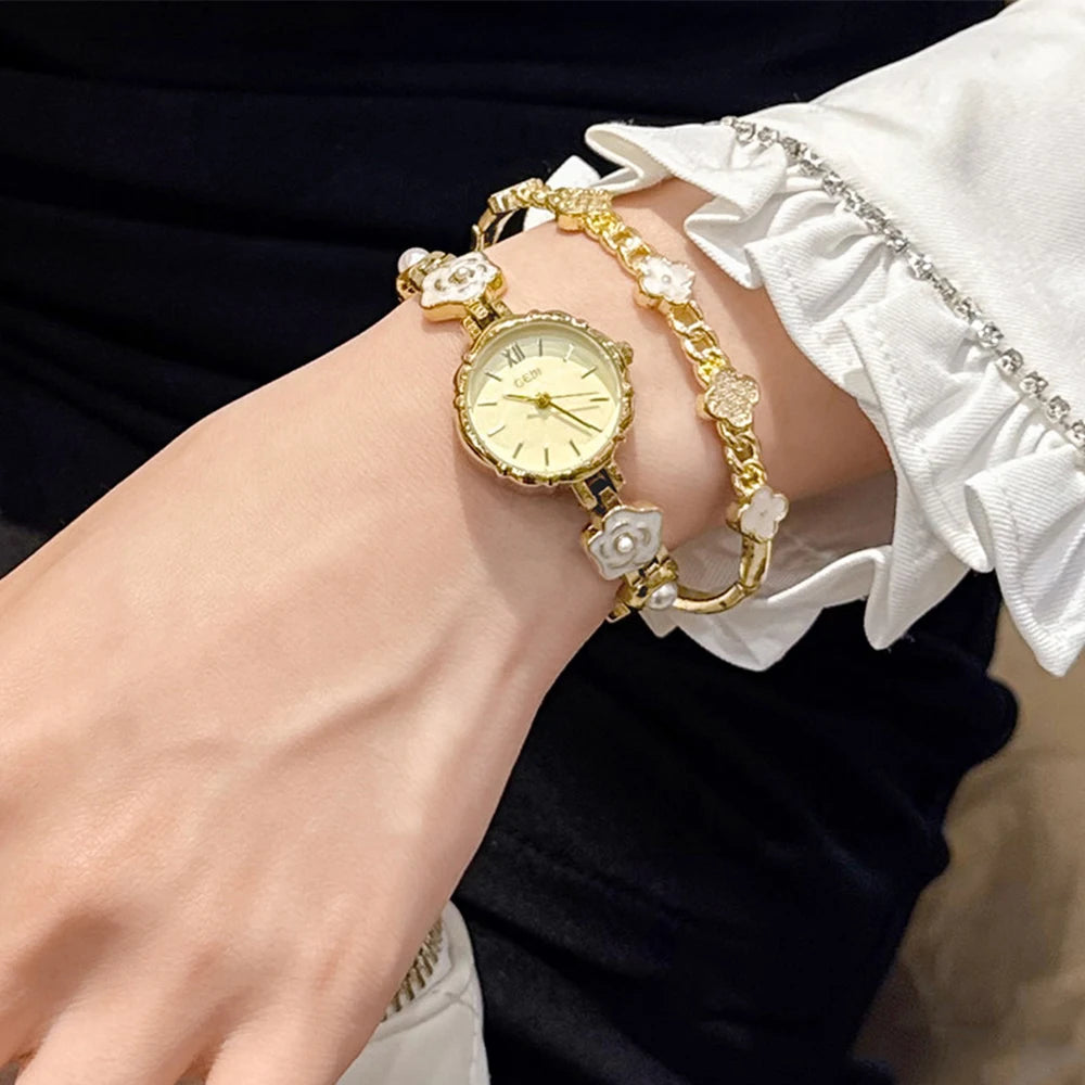 Luxury Exquisite Flower Chain Strap Watch