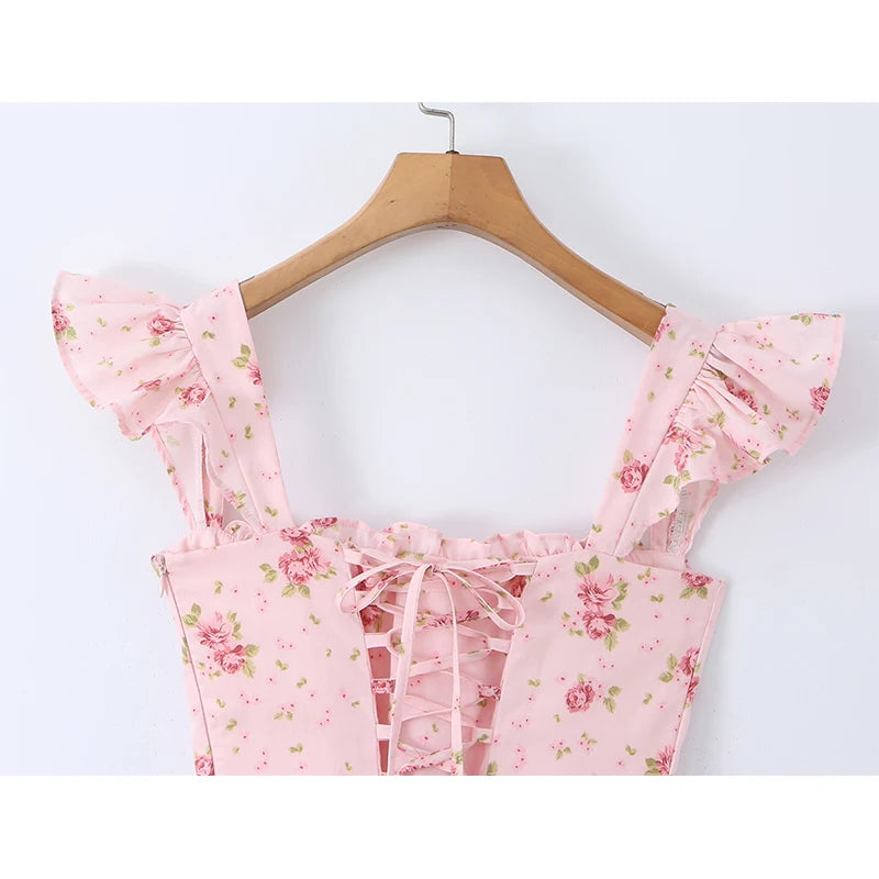 Women's Pink Floral Print Sundress