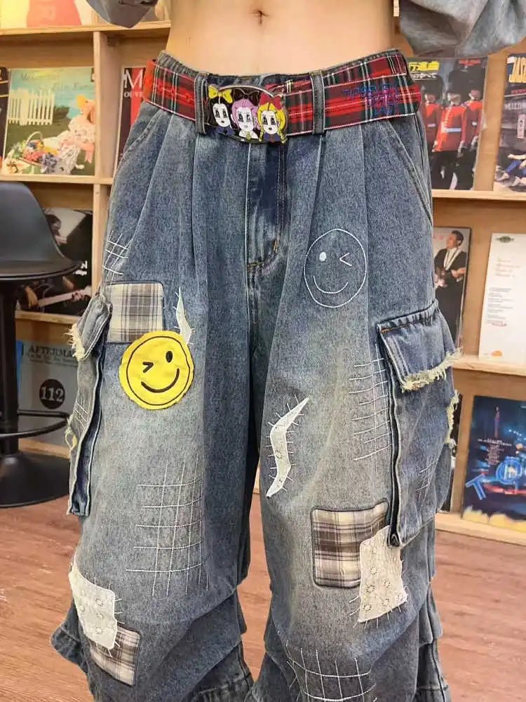 Indie Smiley Face Cargo Jorts