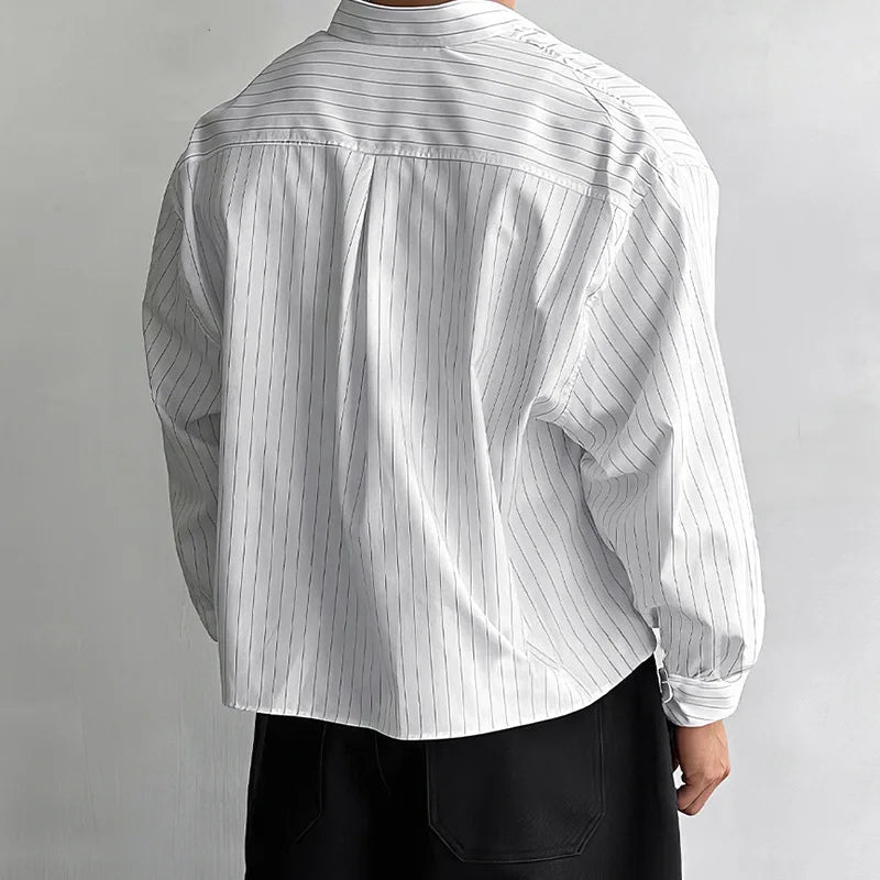 Boxy Fit Korean Style Stripped White Shirt