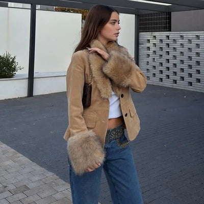 Suede Aspen Faux Fur Jacket