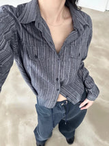 Camisa rayada estilo coreano Y2K
