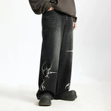 Black Gothic Denim Wide Leg Jeans
