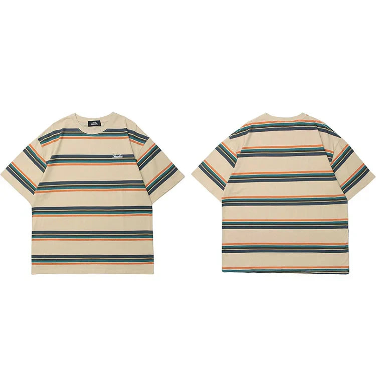 Striped Print Cotton T-Shirt