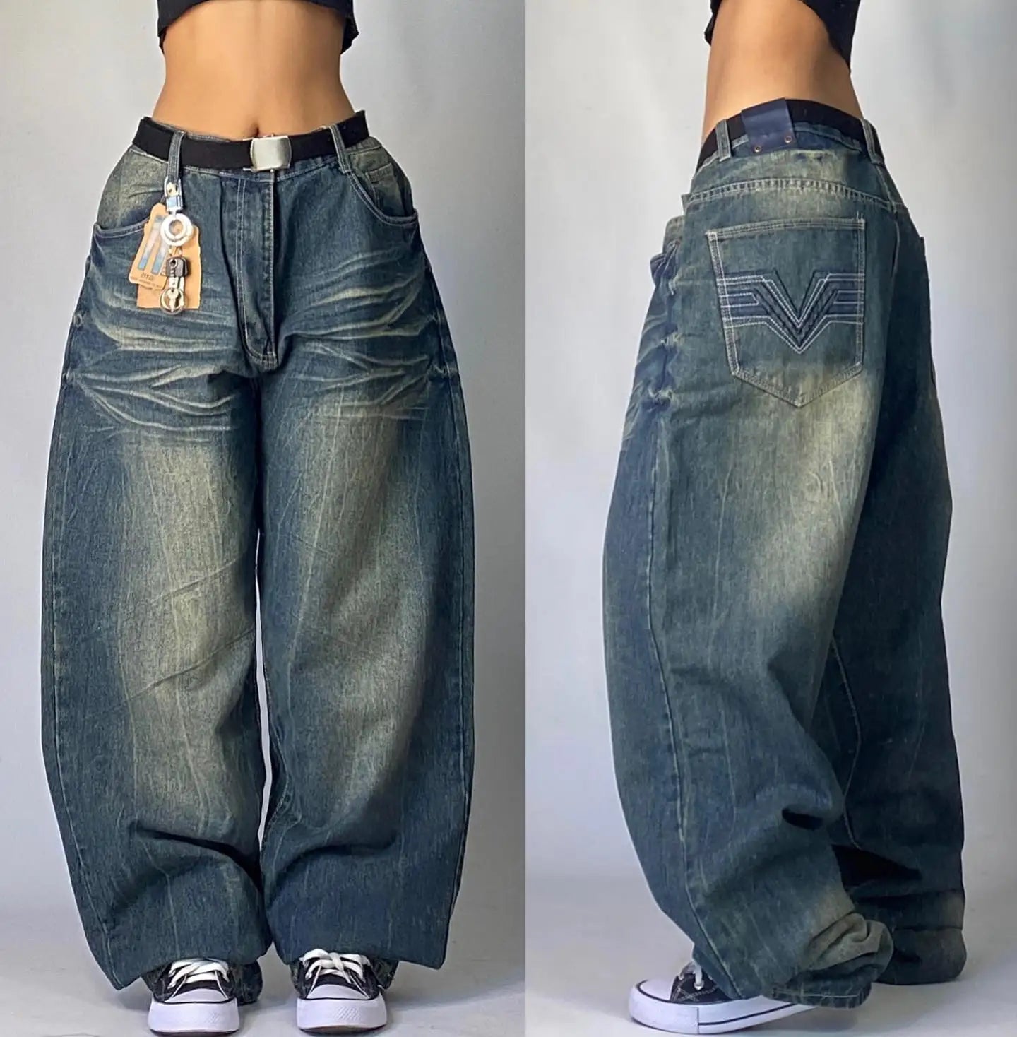Vintage High Waist Baggy Washed Jeans