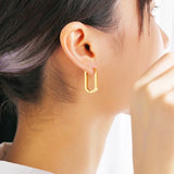 Steel Buckle Oval Earrings