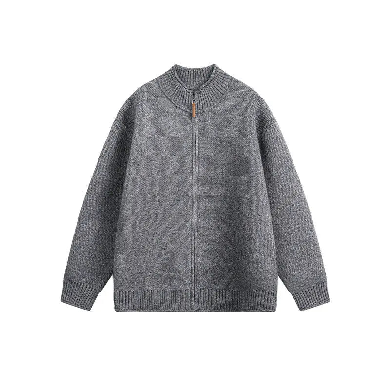 Vintage Loose Knitted Zipper Cardigan