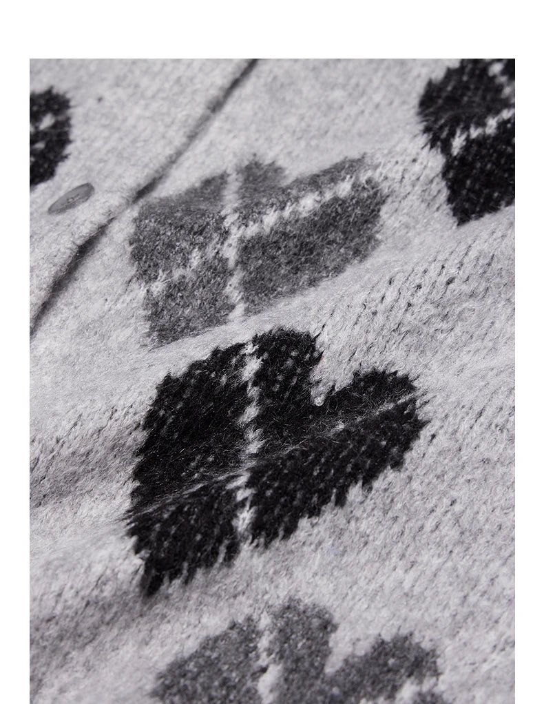 Retro Jacquard Heart Knit Cardigan