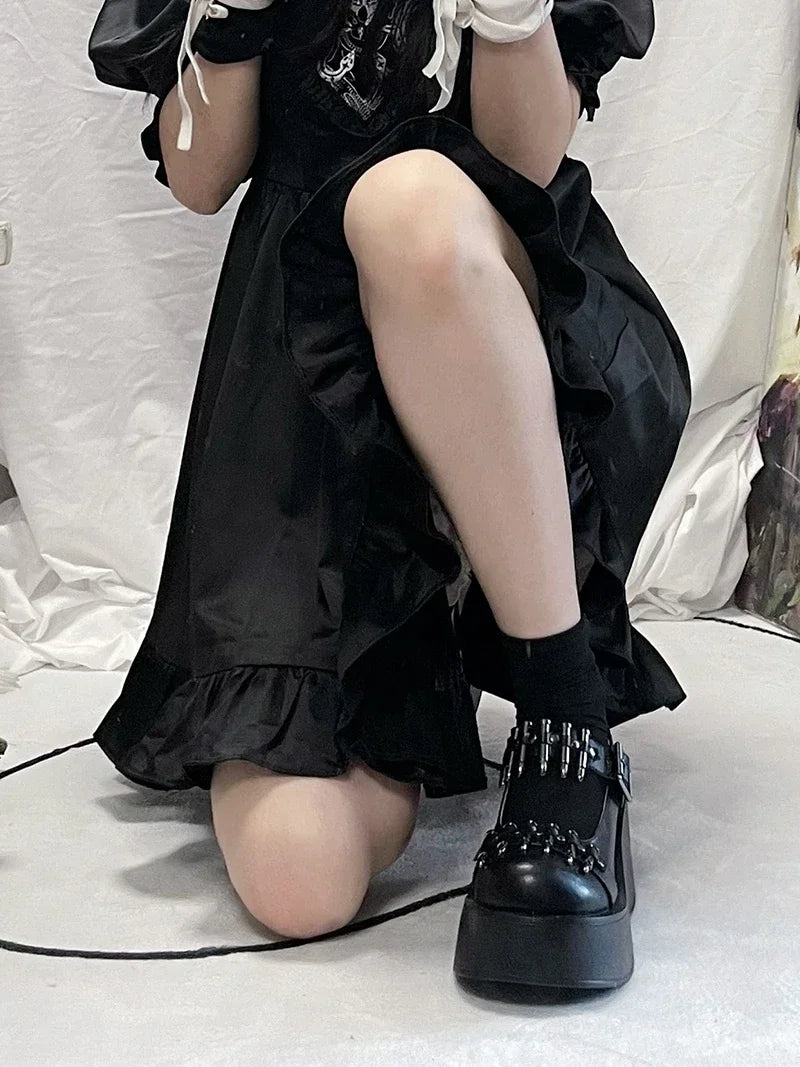 Nieten Schnalle Punk Party Plateau Schuhe