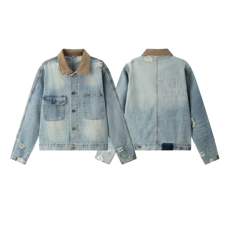 Blue Distressed Faded Blue Cowgirl Denim Jacket