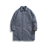 Plaid Woolen Quilted Long Coat