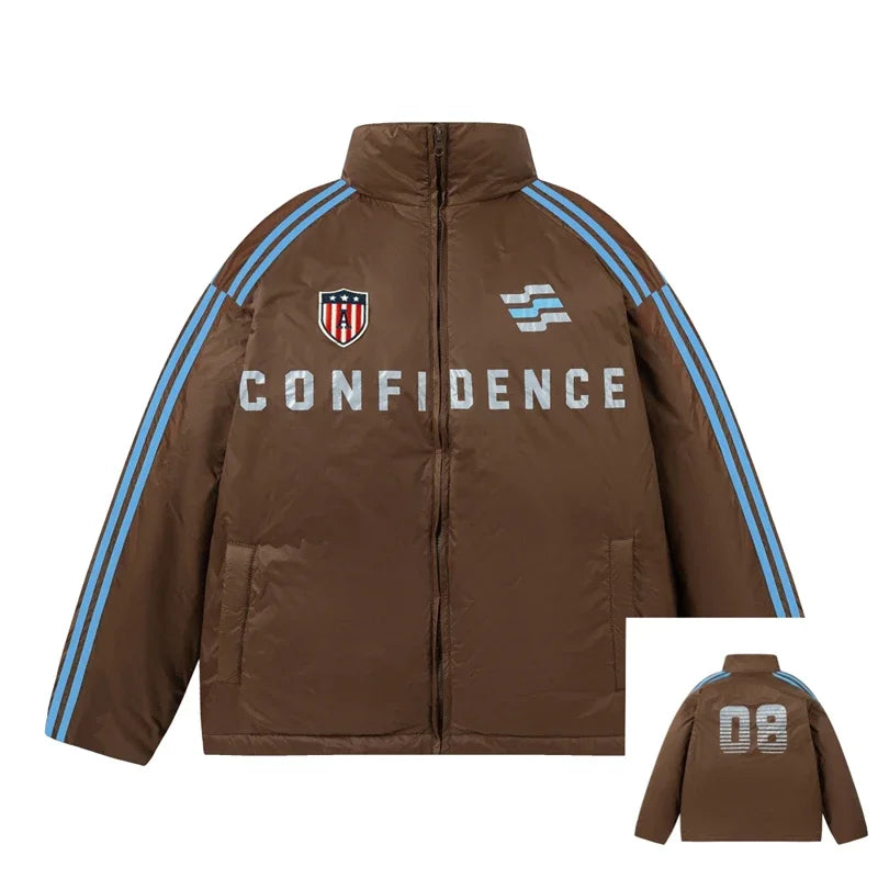 Sports Style Striped Puffer Jacket