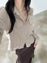 Camisa rayada estilo coreano Y2K