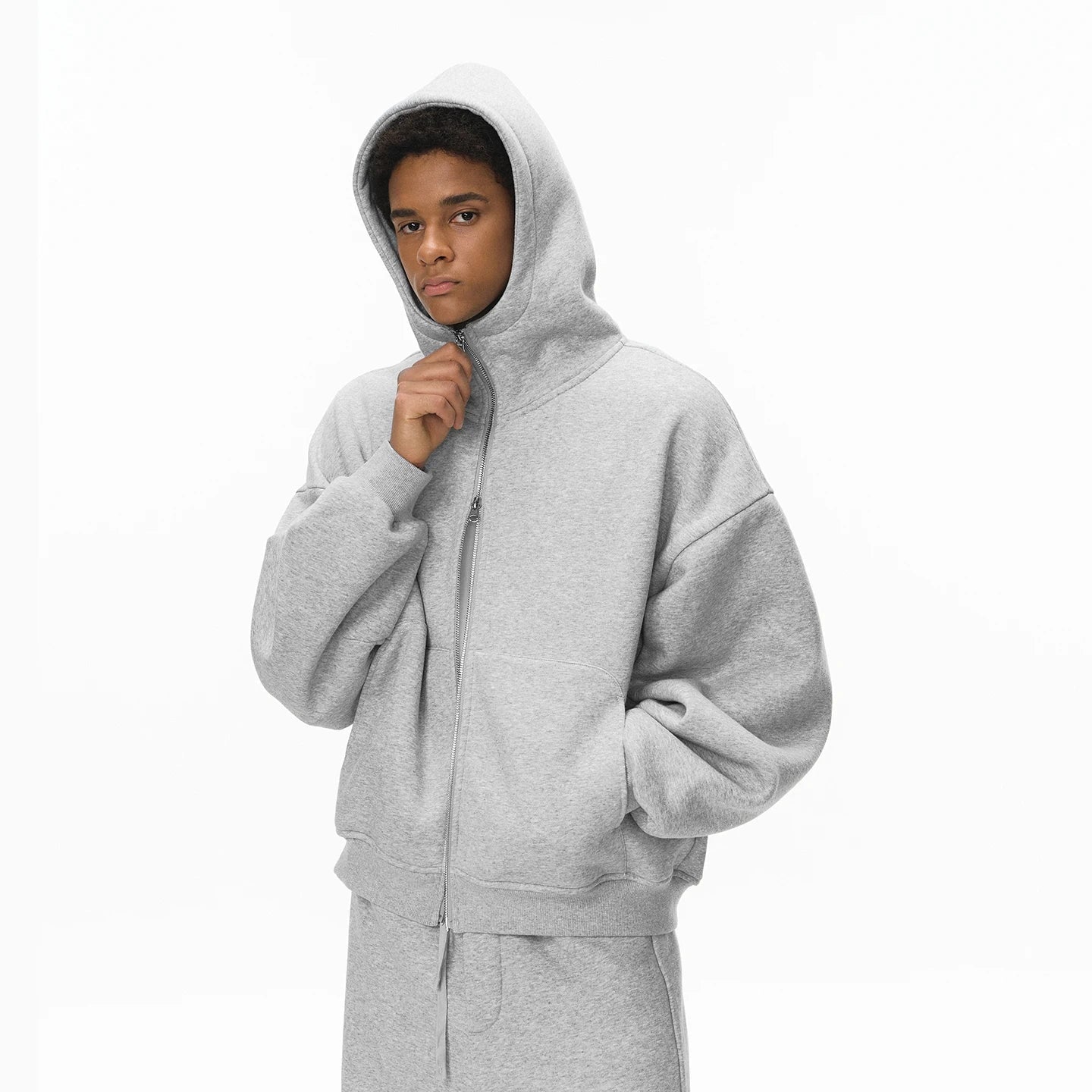Y2K Fleece Zip-up Solid Color Hoodie