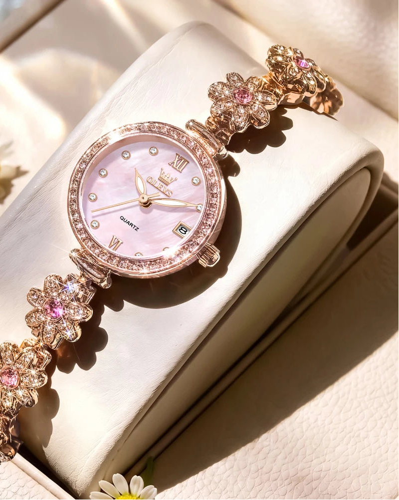 Diamond Rotation Floral Braceet Watch