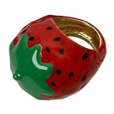 Handmade Enamel Strawberry Apples Ring