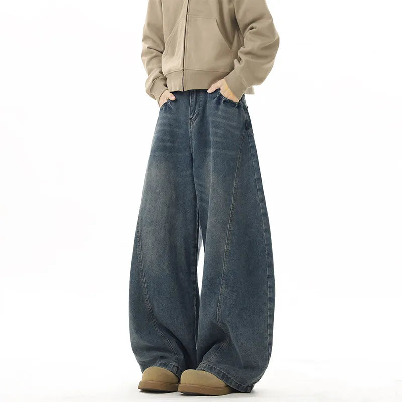 Funky Blue Wide Leg Denim Jeans