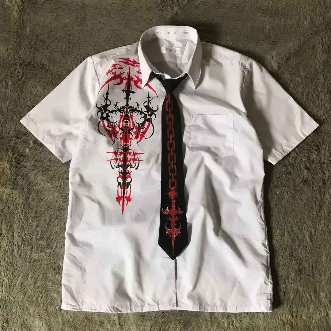 Gothic White Skull Y2K Long Sleeve Shirt