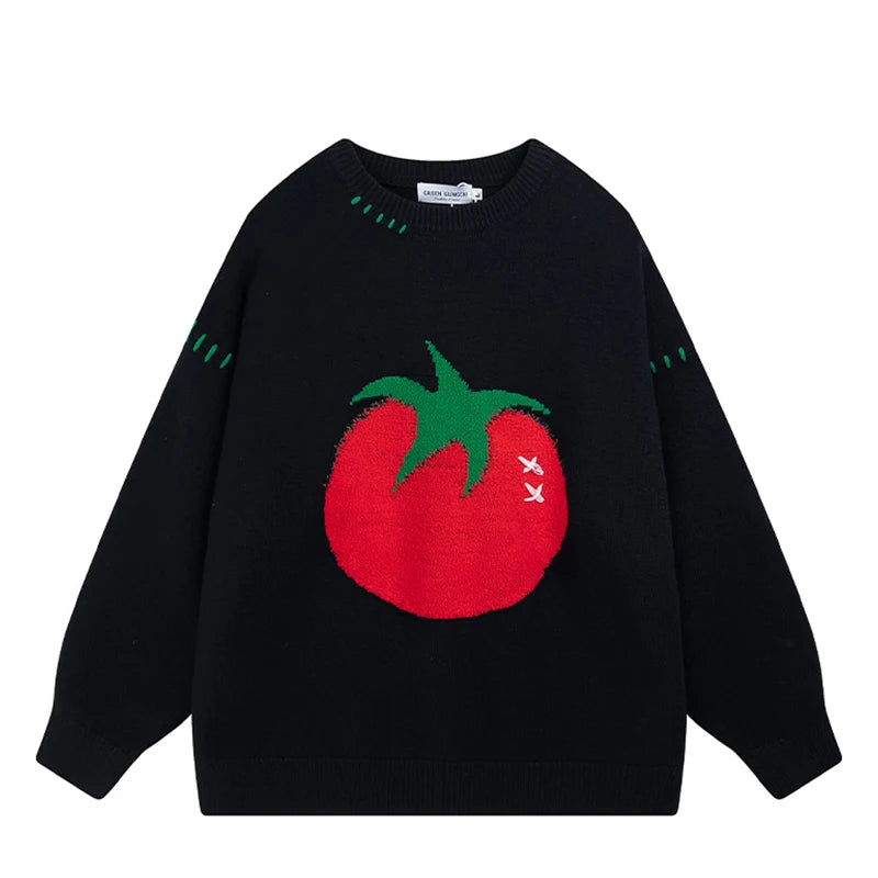 Autumn Cartoon Tomato Girl Sweater