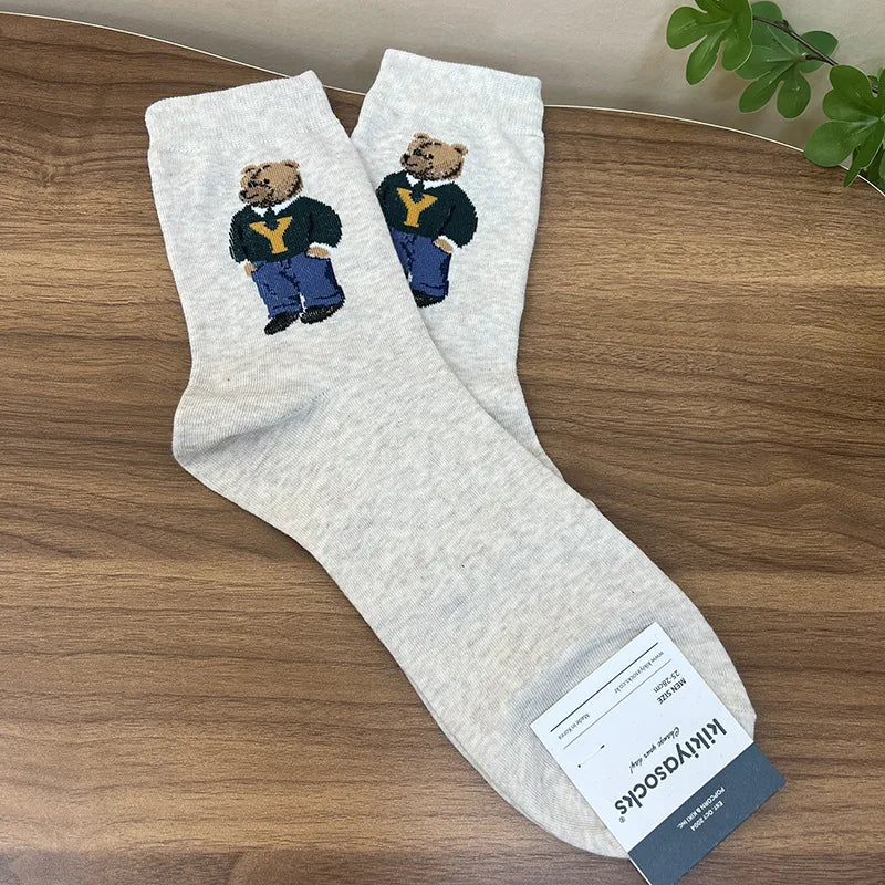 Calcetines de algodón con osos de dibujos animados bonitos