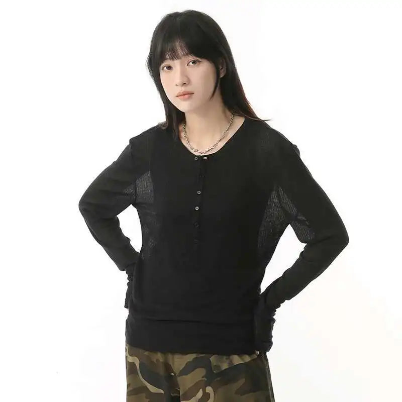 Solid Color Korean Long-Sleeved T-Shirt