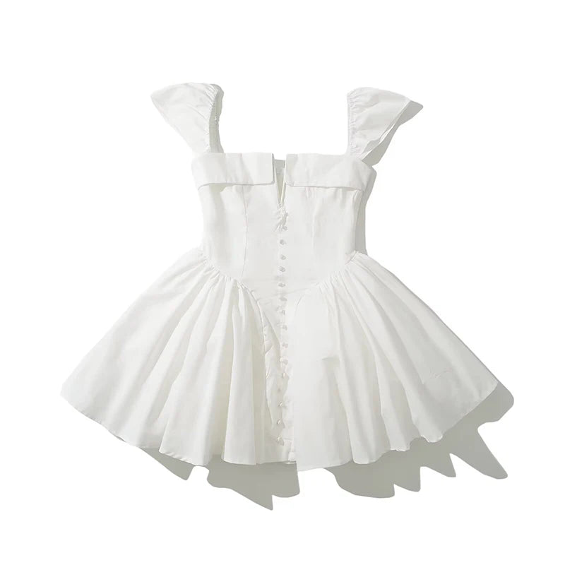 Summer Flare White Boho Mini Dress