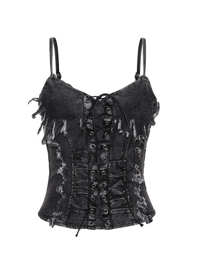 Women Dark Academia Denim Cami Halter Top