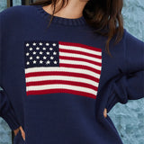 American Flag Print Sweater