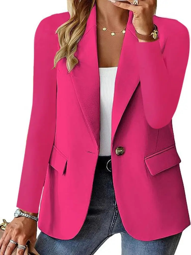 Women's Solid Button Suit Coat