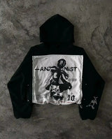 Gothic Drawstring Black Zipper Hoodie