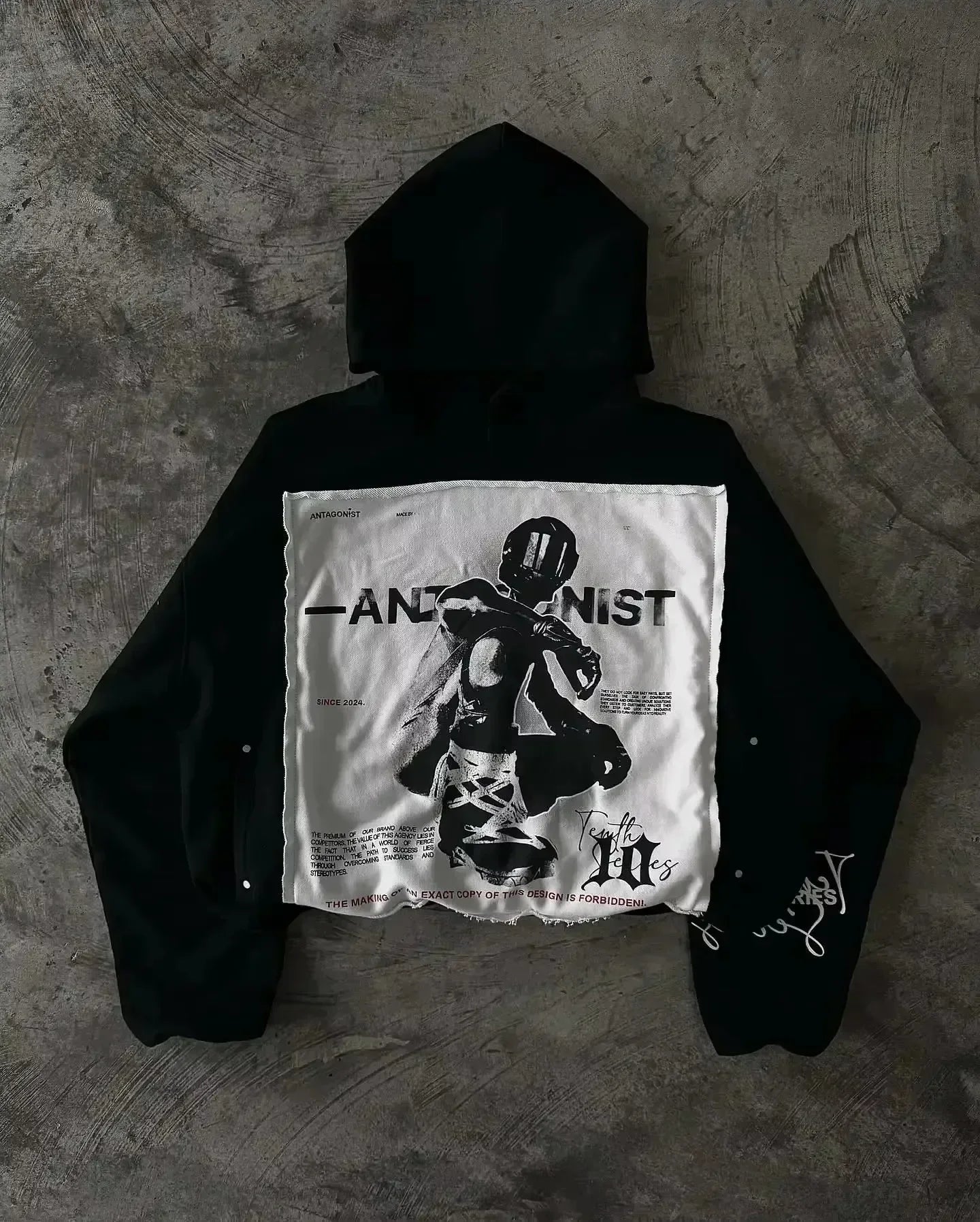 Gothic Drawstring Black Zipper Hoodie