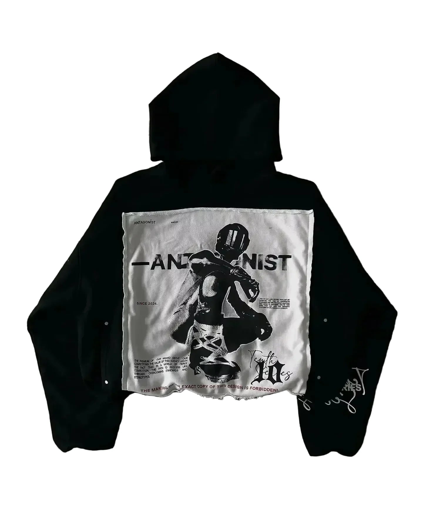 Y2K Lines Zip-up Black Hoodie