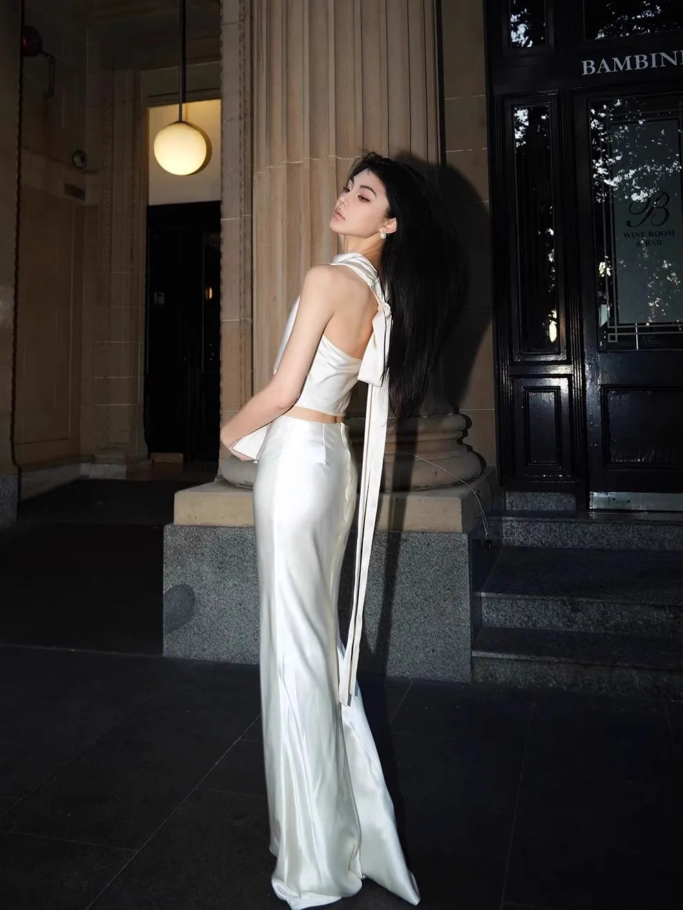 Soft Flowy Acetate Floor Length Skirt