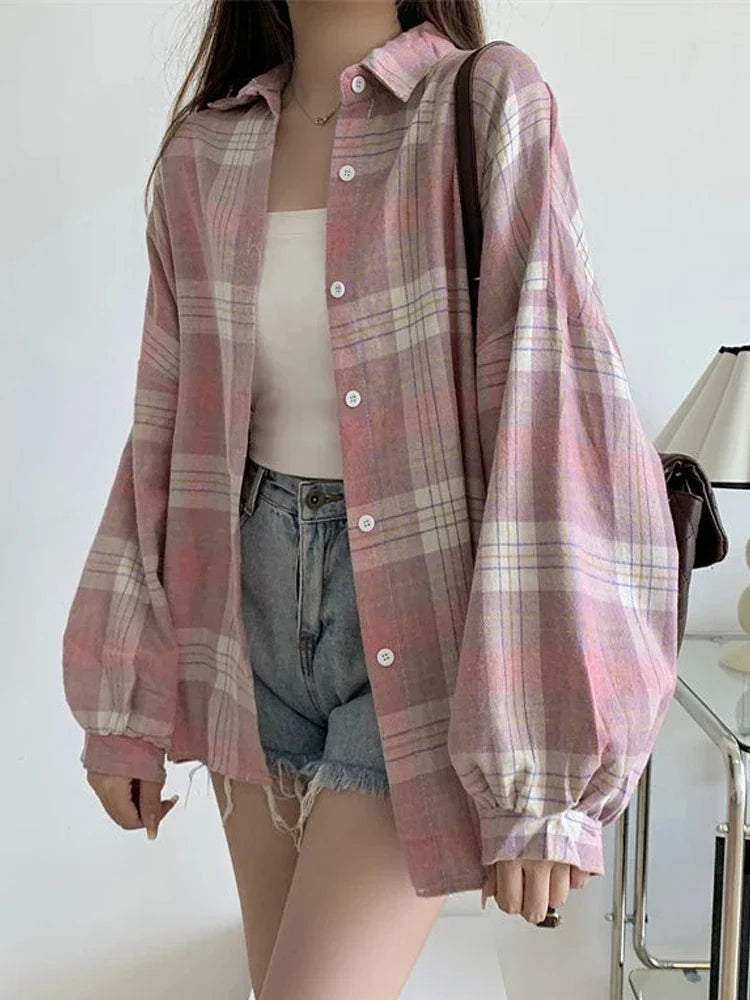 Vintage Plaid Long Sleeve Shirt