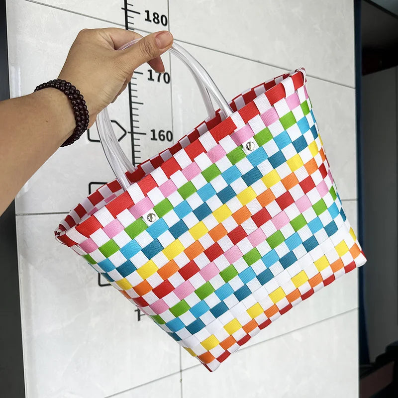 Plastic Handwoven Beach Handbag