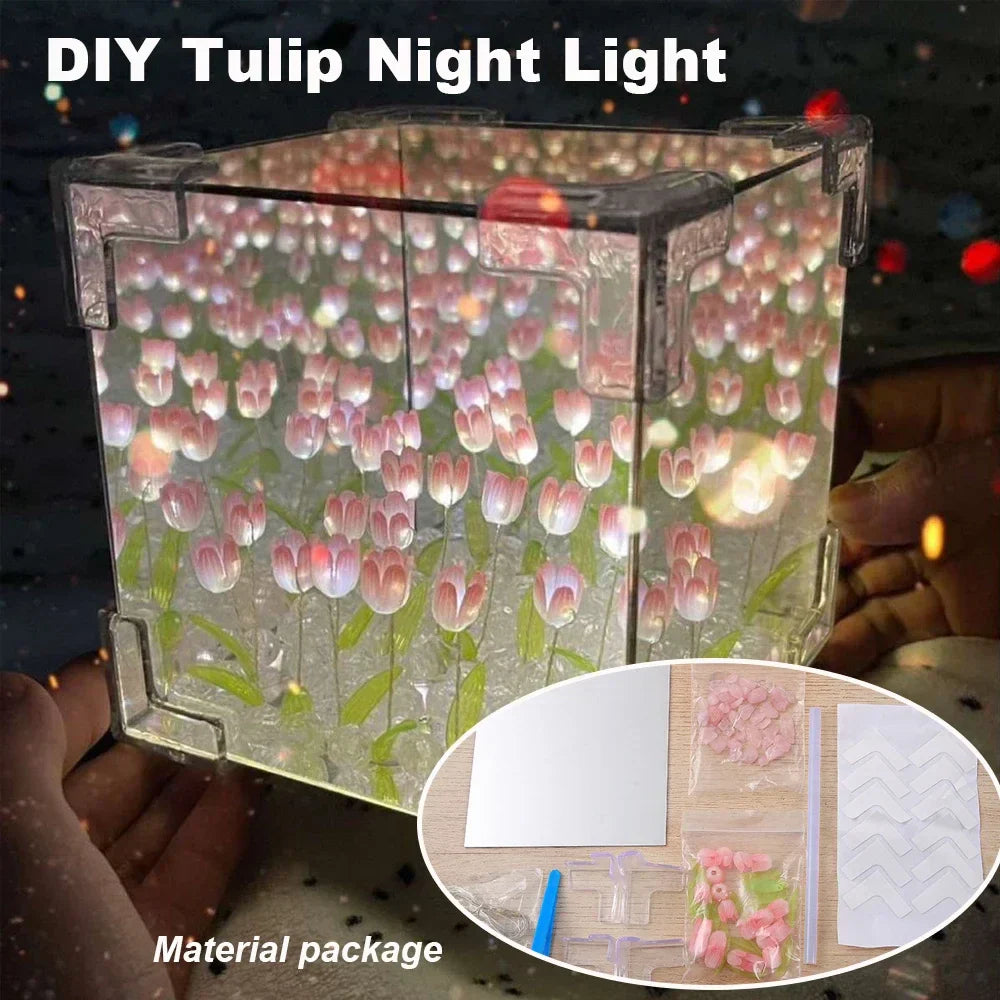 Creative Diy Tulip Flower Sea Cube Night Lamp
