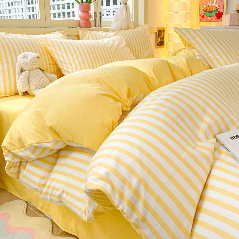 Nordic Striped Simple Style Cotton Bedding Set