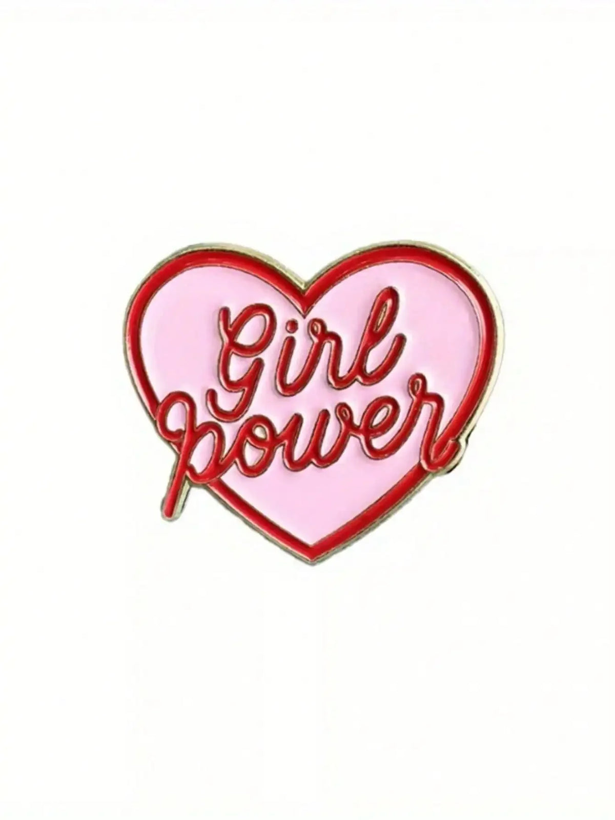 'Girl Power' Pink Heart Shaped Pin